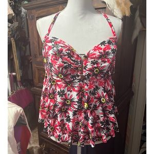 Tankini swimsuit top with ruffles